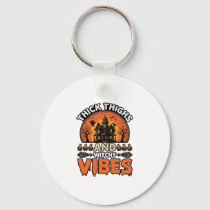 Thick Thighs Witchy Vibes Halloween Shirt Design_1 Key Ring
