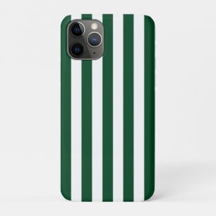 Thick Vertical Stripes Forest Green White Striped iPhone 11 Pro Case