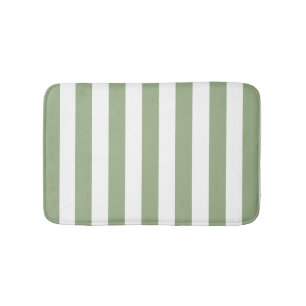 Thick Vertical Stripes Sage And White Striped   Bath Mat