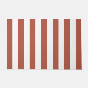 Thick Vertical Stripes Terracotta & White Striped Doormat