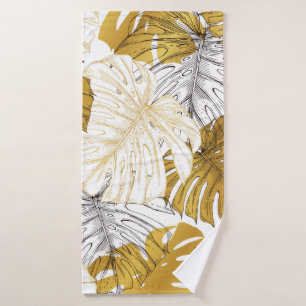 Thickets from a monstera plant. Image of golden an Bath Towel