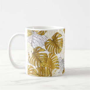 Thickets from a monstera plant. Image of golden an Coffee Mug