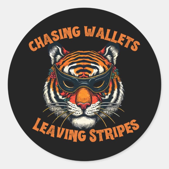 Thief tiger classic round sticker (Front)