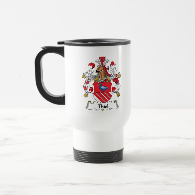 Thiel Family Crest Travel Mug (Left)