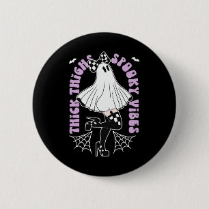 Thighs Spooky Vibes Cute Ghost Halloween Bats Bow 6 Cm Round Badge