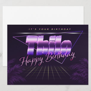 Thilo Name Vorname lila retro Karte Geburtstag Card