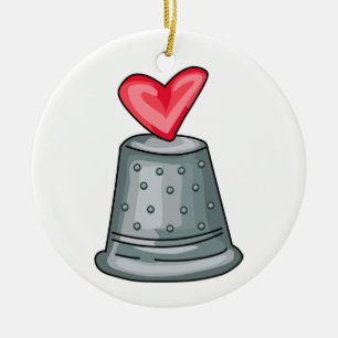 Thimble Heart Ceramic Ornament