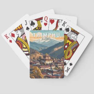Thimphu Bhutan Illustration Travel Art Vintage Playing Cards