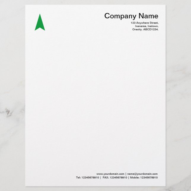 Thin Arrow - Grass Green Customized Letterhead (Front)