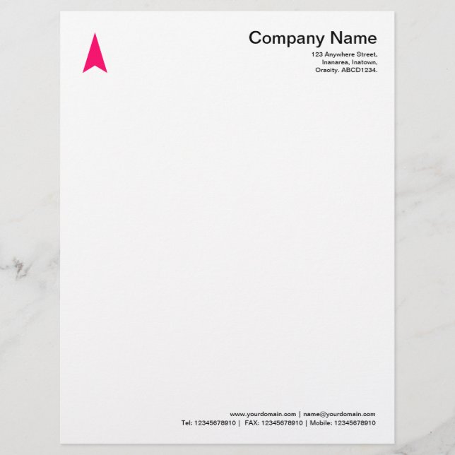 Thin Arrow - Neon Red Custom Letterhead (Front)
