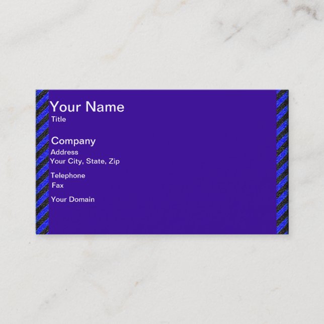 Thin Black and Blue Diagonal Stripes Business Card (Front)