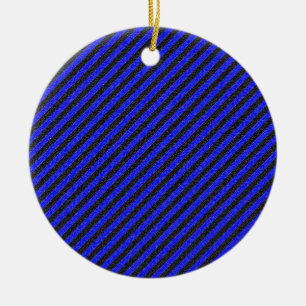 Thin Black and Blue Diagonal Stripes Ceramic Tree Decoration