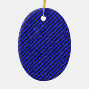 Thin Black and Blue Diagonal Stripes Ceramic Tree Decoration