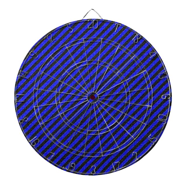 Thin Black and Blue Diagonal Stripes Dartboard (Front)