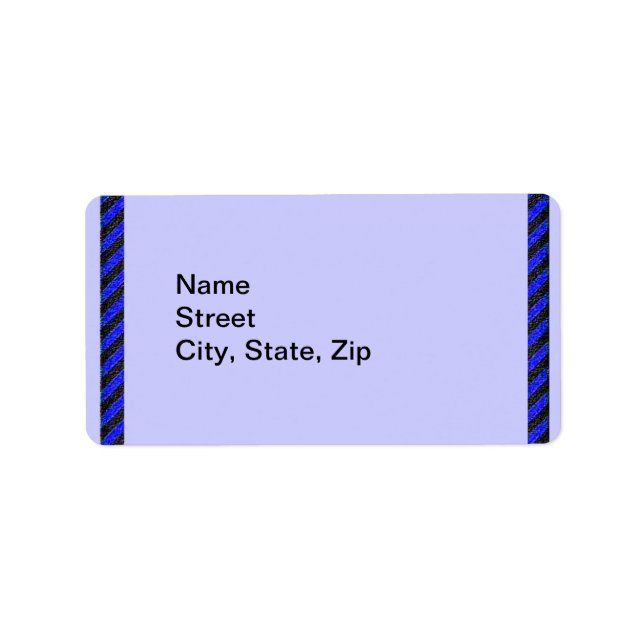 Thin Black and Blue Diagonal Stripes Label (Front)