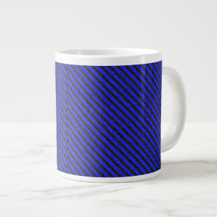 Thin Black and Blue Diagonal Stripes Large Coffee Mug