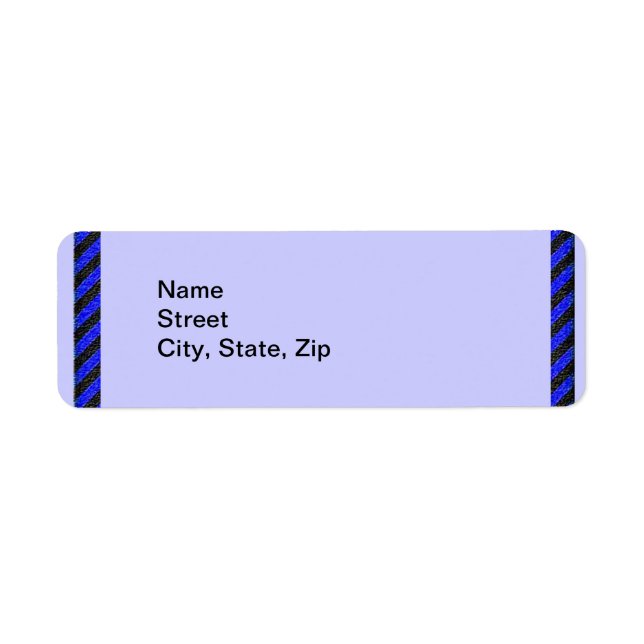 Thin Black and Blue Diagonal Stripes Return Address Label (Front)