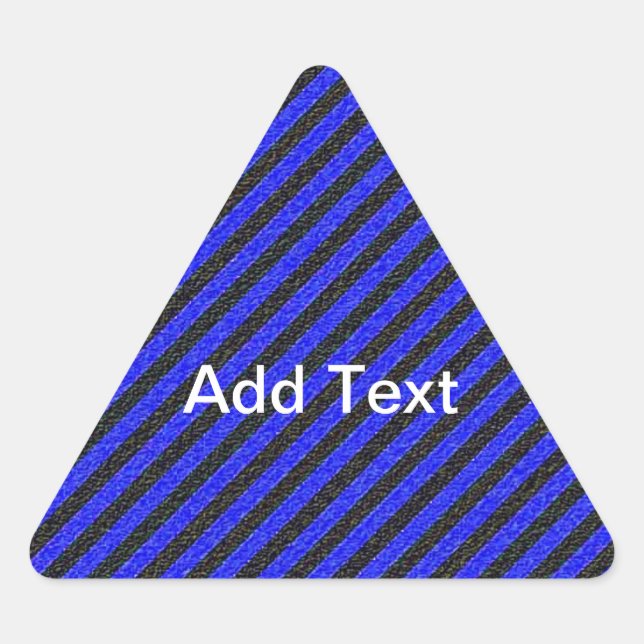 Thin Black and Blue Diagonal Stripes Triangle Sticker (Front)