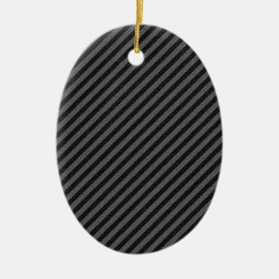 Thin Black and Grey Diagonal Stripes Ceramic Ornament