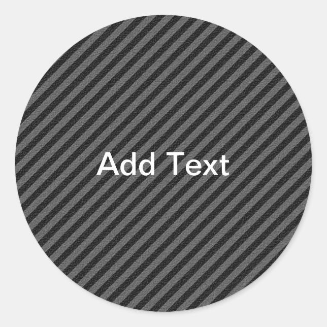 Thin Black and Grey Diagonal Stripes Classic Round Sticker (Front)