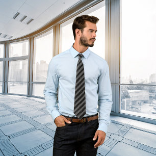 Thin Black and Grey Diagonal Stripes Tie