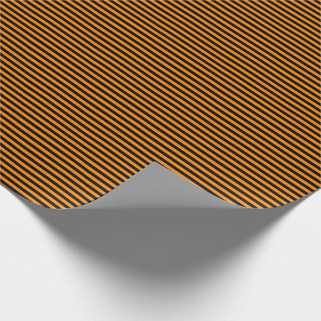 Thin Black and Orange Stripes Wrapping Paper (Corner)