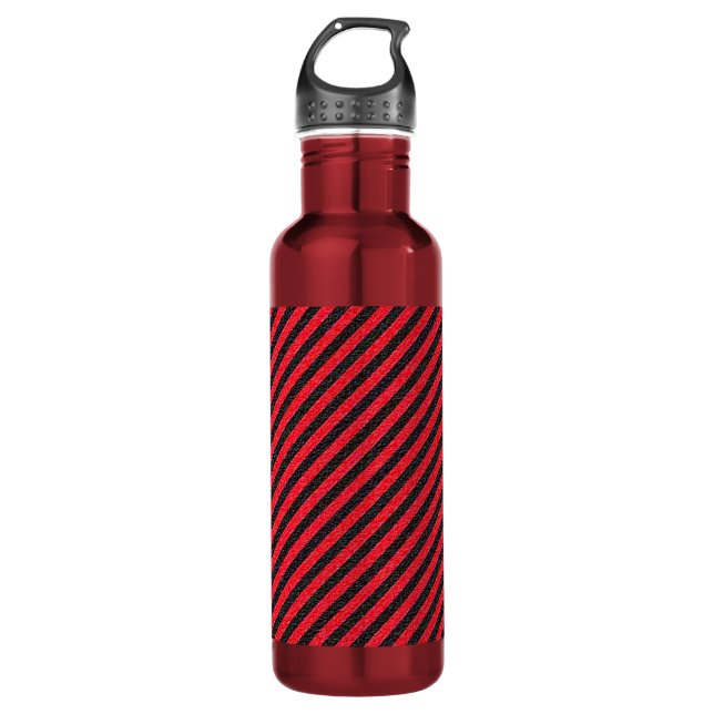 Thin Black and Red Diagonal Stripes 710 Ml Water Bottle (Front)