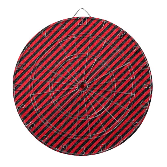 Thin Black and Red Diagonal Stripes Dartboard (Front)