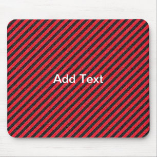 Thin Black and Red Diagonal Stripes Mouse Pad