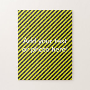 Thin Black and Yellow Diagonal Stripes Jigsaw Puzzle