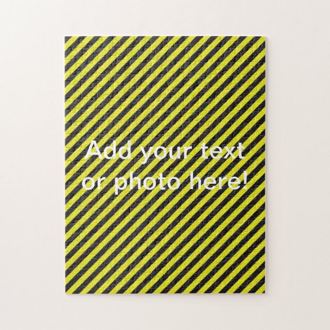 Thin Black and Yellow Diagonal Stripes Jigsaw Puzzle (Vertical)