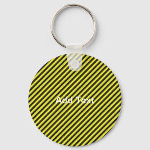 Thin Black and Yellow Diagonal Stripes Key Ring