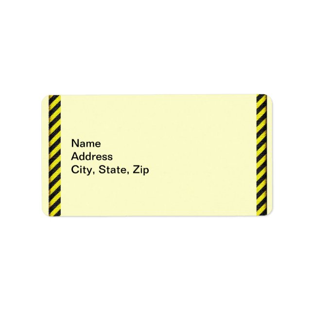 Thin Black and Yellow Diagonal Stripes Label (Front)