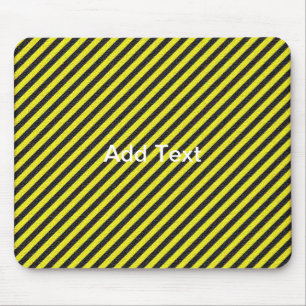 Thin Black and Yellow Diagonal Stripes Mouse Pad