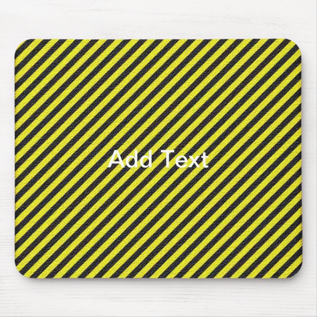Thin Black and Yellow Diagonal Stripes Mouse Pad (Front)