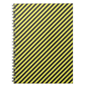 Thin Black and Yellow Diagonal Stripes Notebook