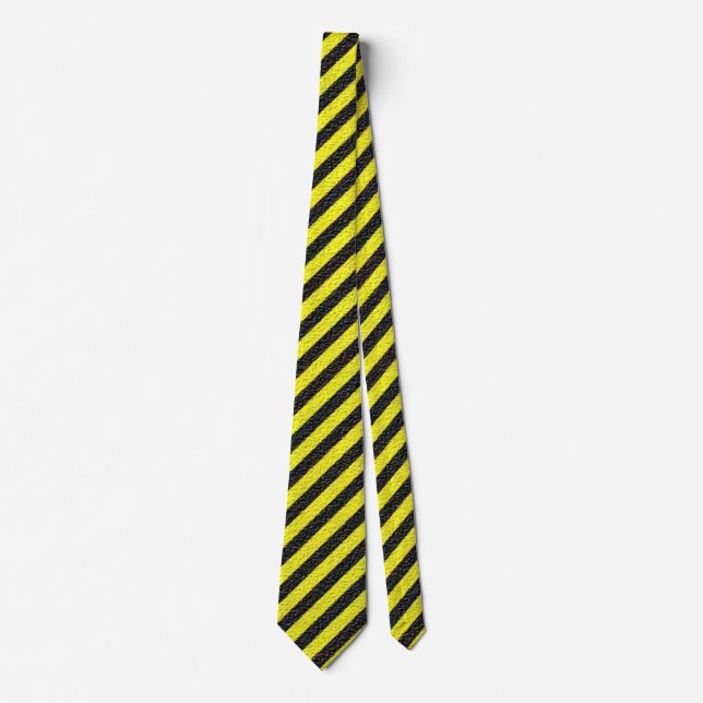Thin Black and Yellow Diagonal Stripes Tie (Front)