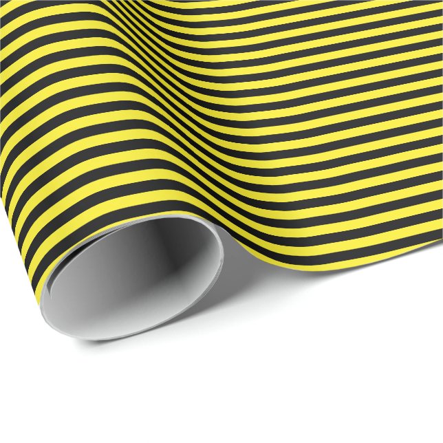 Thin Black and Yellow Stripes Wrapping Paper (Roll Corner)