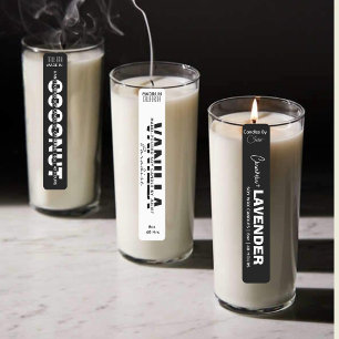 Thin Black & White Candle Logo Label