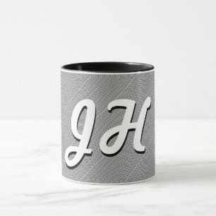 Thin Black & White Stripes   Retro-Styled Initials Mug