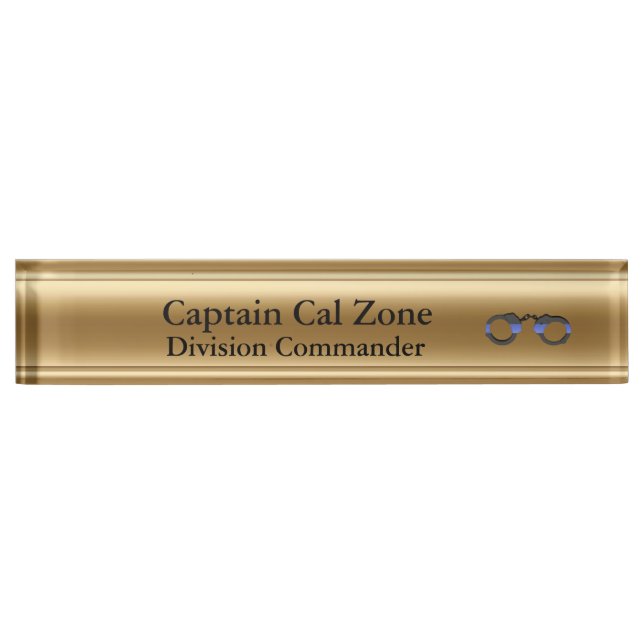 Thin Blue Line - 24 Karat Gold Look Nameplate (Front)