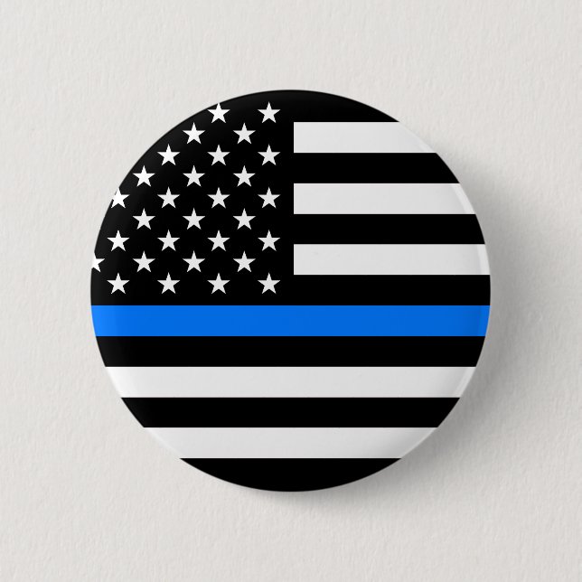 "THIN BLUE LINE" 6 CM ROUND BADGE (Front)