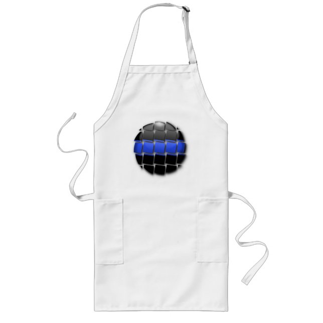 Thin Blue Line Abstract Button Long Apron (Front)