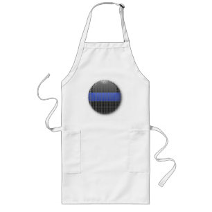Thin Blue Line Abstract Button Long Apron