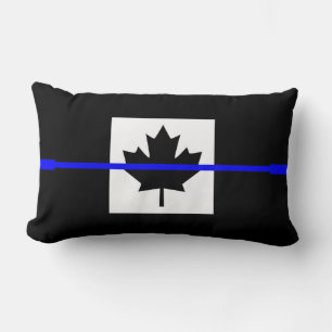 Thin Blue Line Accent on Canadian Flag Lumbar Cushion