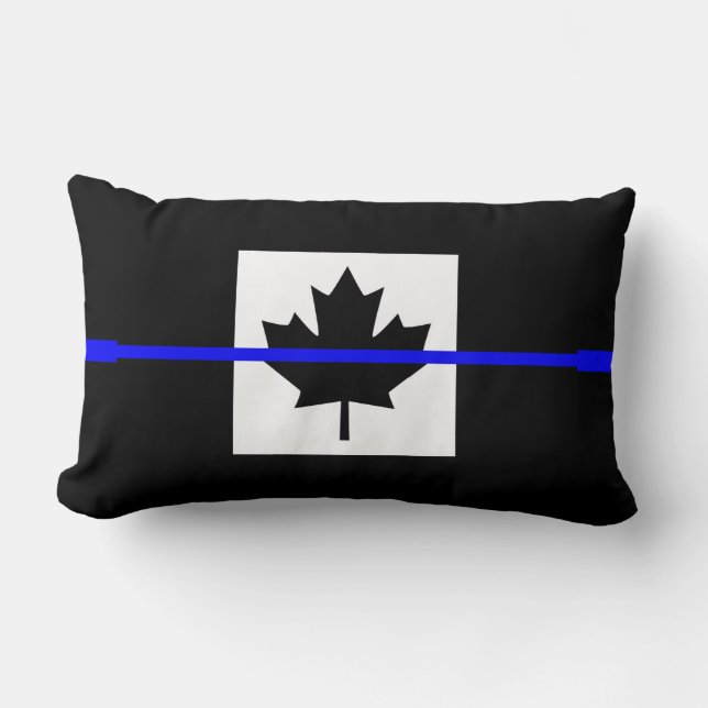 Thin Blue Line Accent on Canadian Flag Lumbar Cushion (Front)