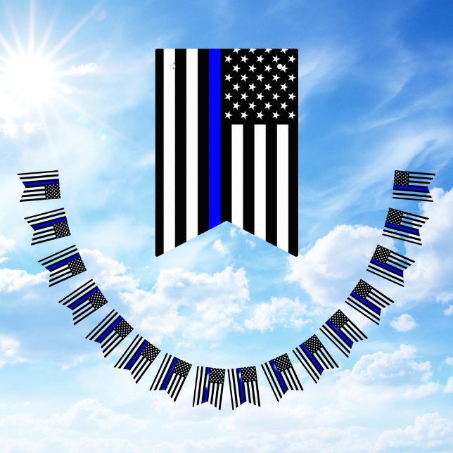 Thin Blue Line American Bunting (Thin Blue Line Police Flag Appreciation Bunting)