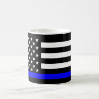 Thin Blue Line American Flag Black and White