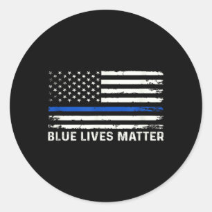 Thin Blue Line American Flag Blue Lives Police Classic Round Sticker