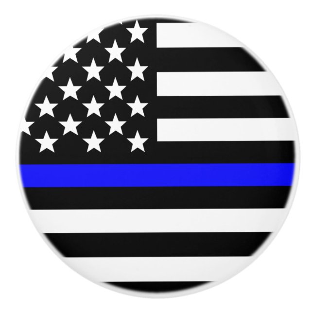Thin Blue Line - American Flag Ceramic Knob (Front)